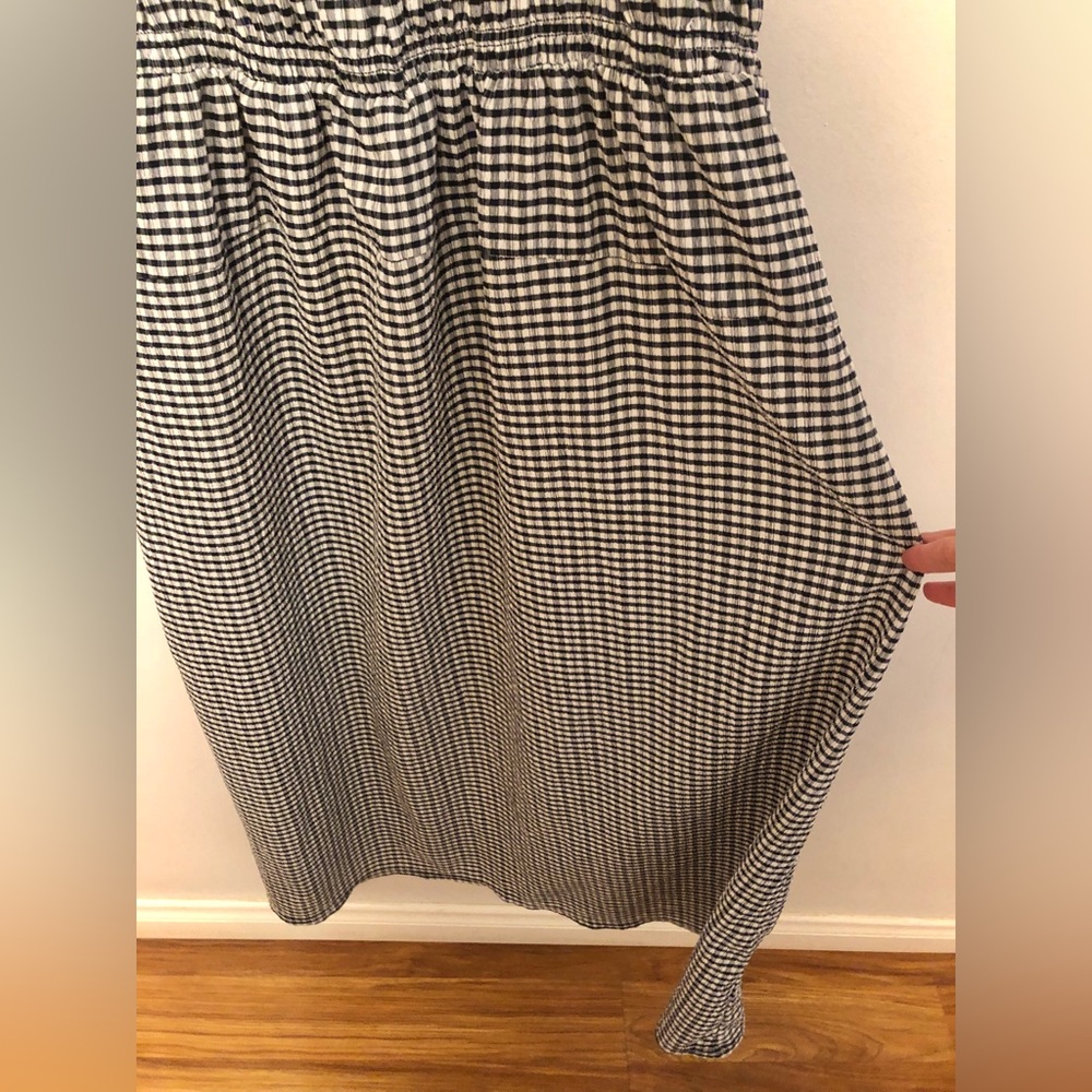 Old Navy Long Navy Blue Gingham Smocked Maxi Dress with Ruffle straps size XL - Picture 4 of 11